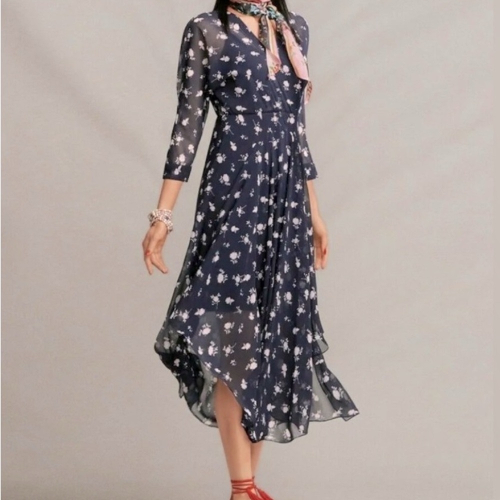 CAbi Floral Navy Dress